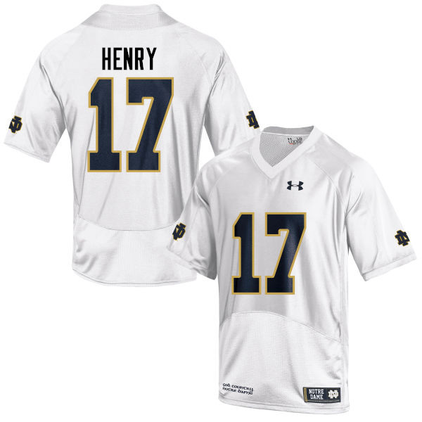 Men's NCAA Notre Dame Fighting Irish #17 Nolan Henry Stitched College Under Armour Authentic White Football Jersey SV10W58YK